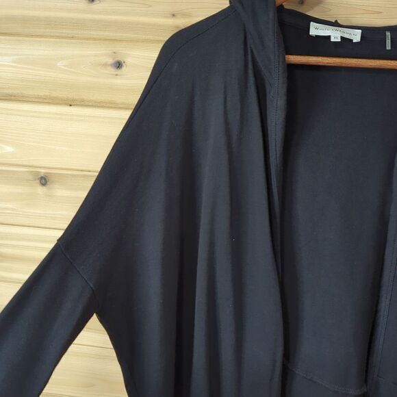 White + Warren Top Womens XS Black Open front Hooded Relaxed Fit - Picture 5 of 11